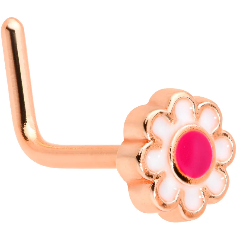 Nose Rings with Stones -20 Gauge 5/16 Rose Gold Tone Spring Flower L Shaped Nose Ring Nose Rings with Stones -20 Gauge 5/16 Rose Gold Tone Spring Flower L Shaped Nose Ring