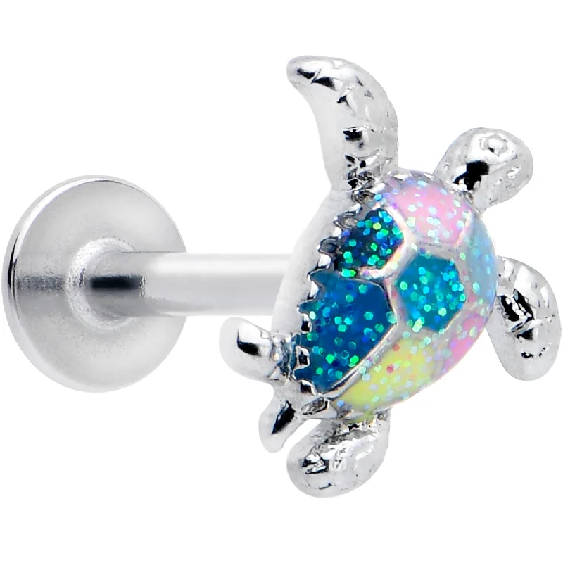 Stylish Lip Rings for Modern Women16 Gauge 5/16 Glitter Turtle Labret Monroe Tragus