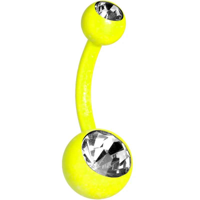 Stylish Belly Rings for Creative Fashion -14 Gauge 3/8 Clear Gem Yellow Glow In The Dark Effect Belly Ring Stylish Belly Rings for Creative Fashion -14 Gauge 3/8 Clear Gem Yellow Glow In The Dark Effect Belly Ring