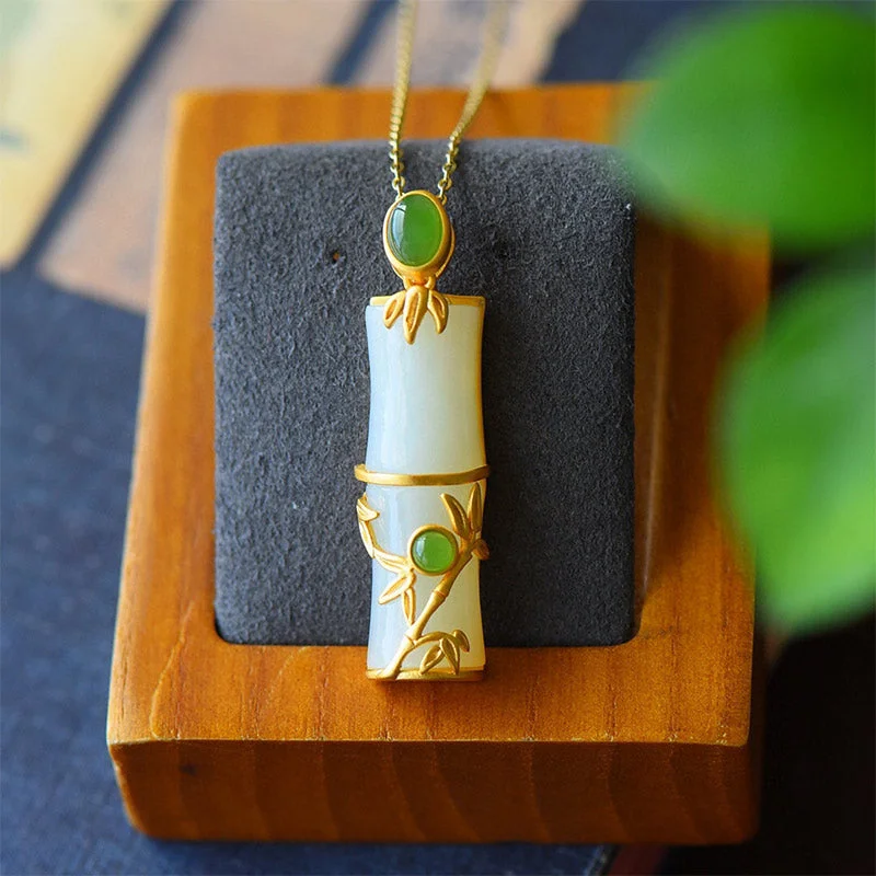 Shop Classic Women's Necklaces & Pendants with a Modern Twist-Buddha Stones White Jade Cyan Jade Bamboo Protection Necklace Pendant Shop Classic Women's Necklaces & Pendants with a Modern Twist-Buddha Stones White Jade Cyan Jade Bamboo Protection Necklace Pendant