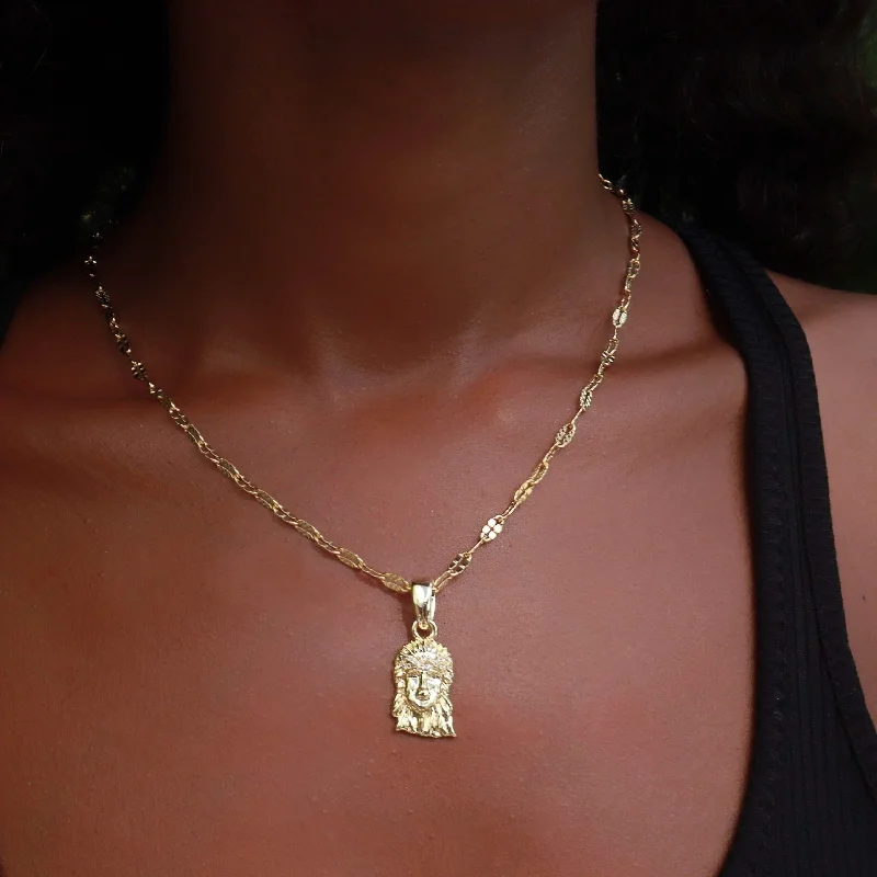 Shop Classic Women's Necklaces & Pendants with a Modern Twist-Micro Diamond Crown Portrait of Jesus Pendant in Yellow Gold Shop Classic Women's Necklaces & Pendants with a Modern Twist-Micro Diamond Crown Portrait of Jesus Pendant in Yellow Gold