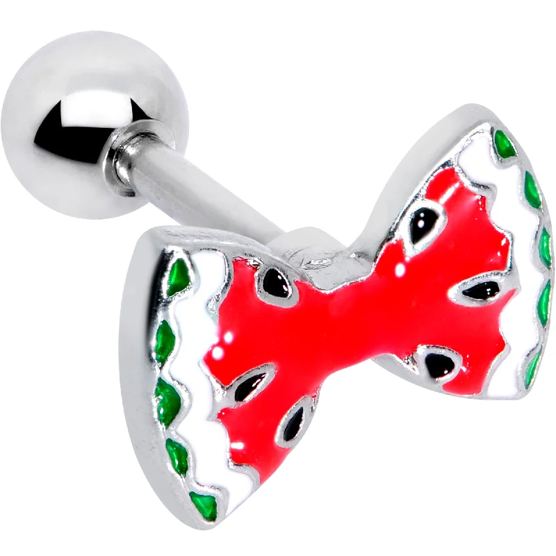 Women's Earrings – Elegant Designs for Every Personality--16 Gauge 1/4 Red Fruit Watermelon Bow Cartilage Tragus Earring