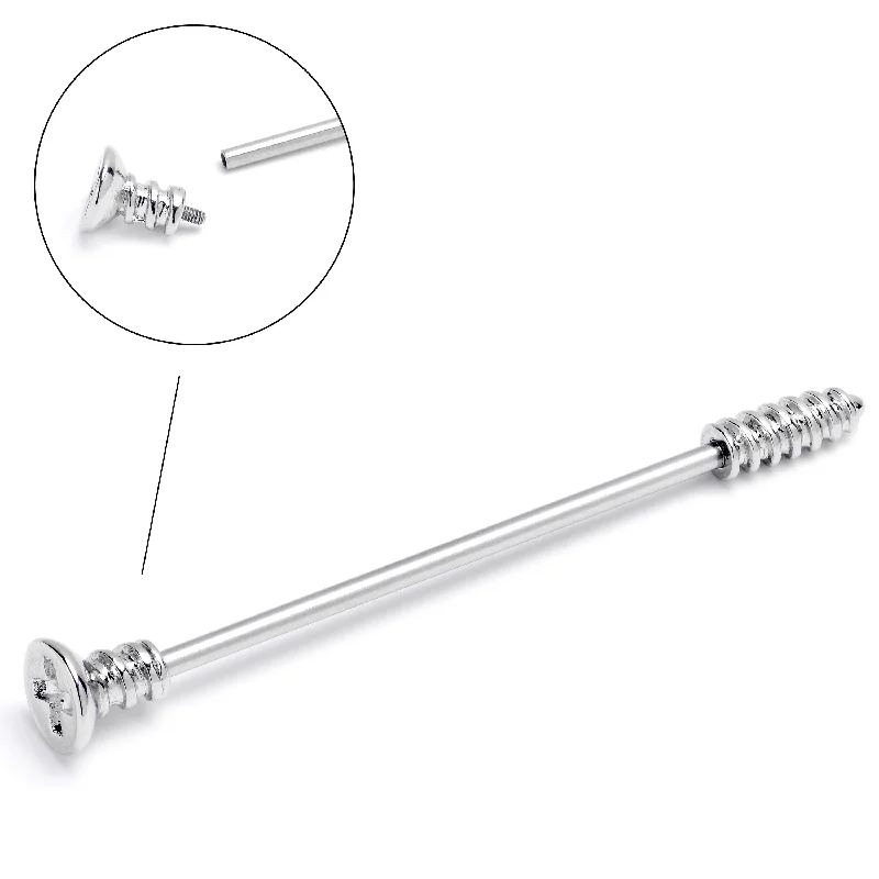 Women's Earrings – Elegant Designs for Every Personality--14 Gauge Internally Threaded Optical Illusion Industrial Barbell 38mm
