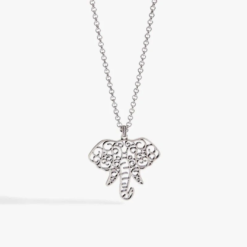 Shop Classic Women's  Necklaces & Pendants with a Modern Twist-Filigree Elephant Adjustable Necklace
