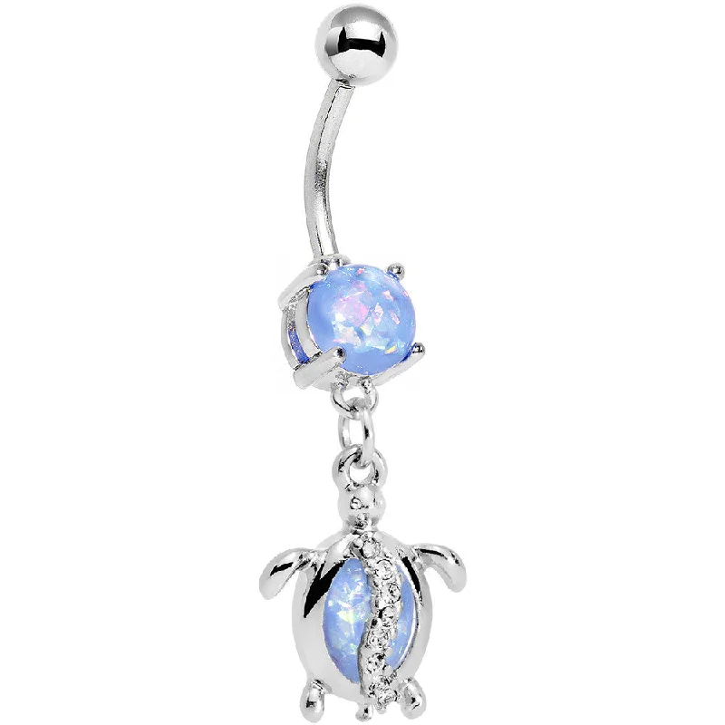Stunning Belly Rings for Bold Fashion Choices -Aqua Faux Opal Clear Gem Beach Turtle Dangle Belly Ring Stunning Belly Rings for Bold Fashion Choices -Aqua Faux Opal Clear Gem Beach Turtle Dangle Belly Ring