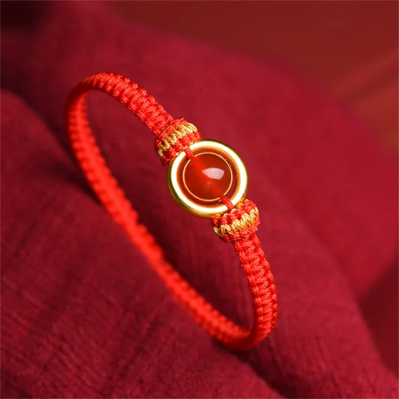Unique Bracelet Gifts for Men-Buddha Stones Red Agate Bead Peace Buckle Calm Rope Bracelet Unique Bracelet Gifts for Men-Buddha Stones Red Agate Bead Peace Buckle Calm Rope Bracelet
