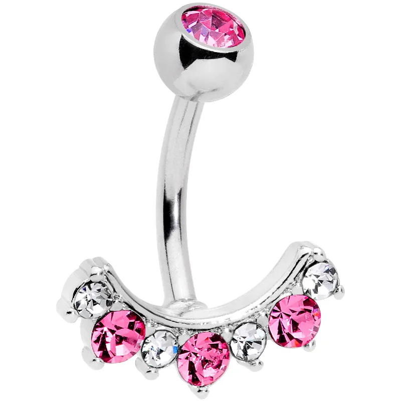 Stylish Belly Rings with Elegant Features -Pink Clear CZ Gem Wave Of Glamour Belly Ring Stylish Belly Rings with Elegant Features -Pink Clear CZ Gem Wave Of Glamour Belly Ring