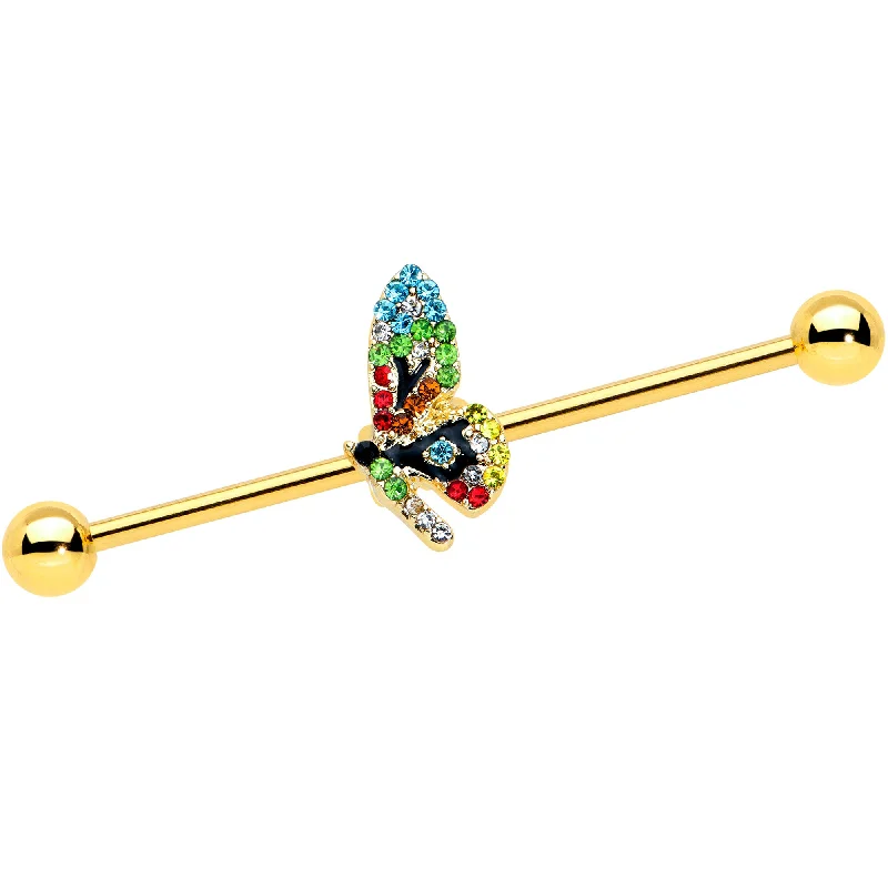 Women's Earrings – Elegant Designs for Every Personality--14 Gauge Blue Gem Gold Tone Glitz Dragonfly Industrial Barbell 38mm Women's Earrings – Elegant Designs for Every Personality--14 Gauge Blue Gem Gold Tone Glitz Dragonfly Industrial Barbell 38mm