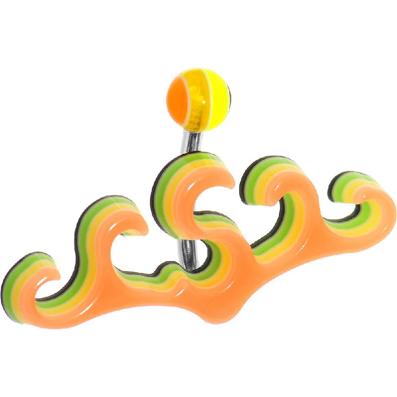Trendy Belly Rings with Unique Features -Orange Acrylic Multi Layered Tribal Ocean Waves Belly Ring Trendy Belly Rings with Unique Features -Orange Acrylic Multi Layered Tribal Ocean Waves Belly Ring