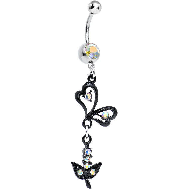 Comfortable Belly Rings for Perfect Fit -Aurora Gem Dark Paradise Orchid Flower Dangle Belly Ring Comfortable Belly Rings for Perfect Fit -Aurora Gem Dark Paradise Orchid Flower Dangle Belly Ring
