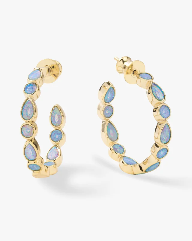 Women's Earrings – Elegant Designs for Every Personality--Isla Hoops 1" - Gold|Blue Opal Women's Earrings – Elegant Designs for Every Personality--Isla Hoops 1" - Gold|Blue Opal
