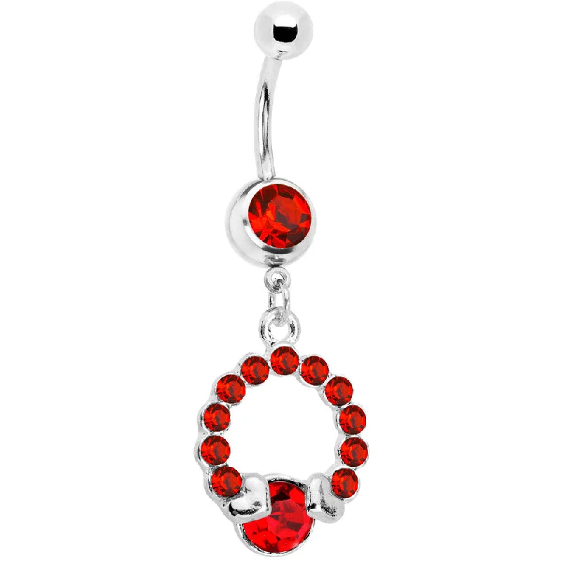 Stunning Belly Rings for Bold Fashion Statements -Red Gem Wrap Me in Love Heart Dangle Belly Ring Stunning Belly Rings for Bold Fashion Statements -Red Gem Wrap Me in Love Heart Dangle Belly Ring