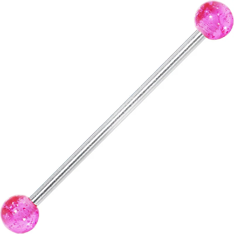 Women's Earrings – Elegant Designs for Every Personality--Pink Glitter Industrial Barbell 31mm