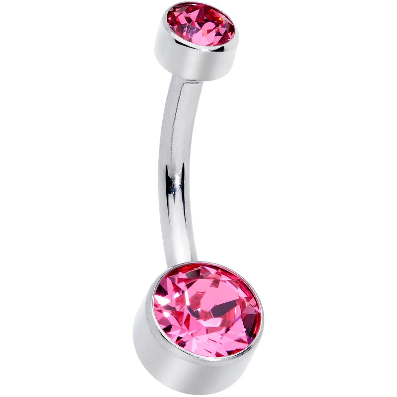 Fashionable Belly Rings for Trendy Looks -Pink 6mm Titanium Internal Thread Belly Ring Created with Crystals Fashionable Belly Rings for Trendy Looks -Pink 6mm Titanium Internal Thread Belly Ring Created with Crystals