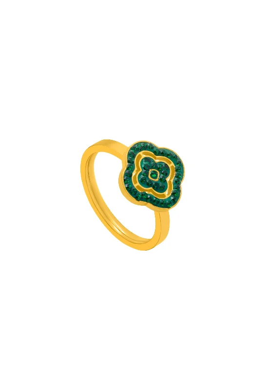 Chic Women's Rings for Fashion-Forward Looks-Rossi's Emerald Green Crystal Ring
