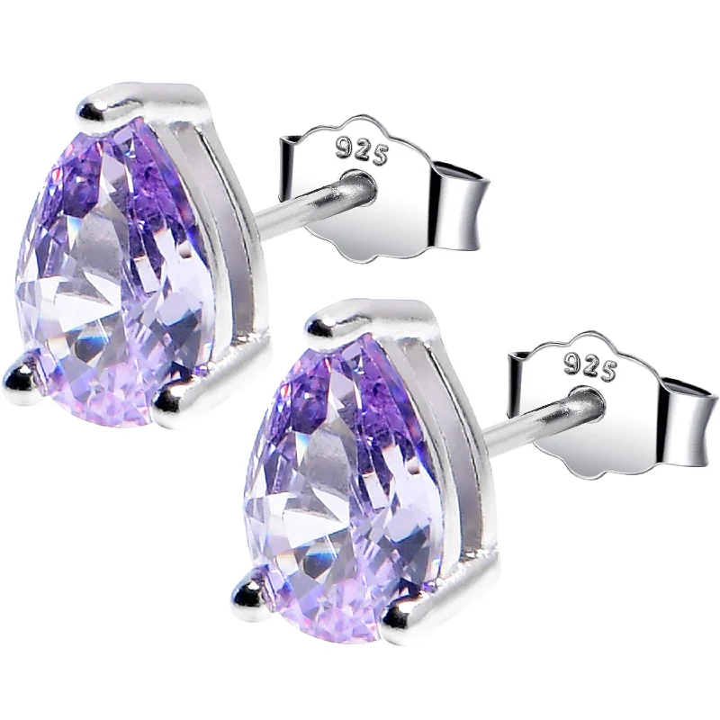 Women's Earrings – Elegant Designs for Every Personality--5mm CZ  Pear 925 Sterling Silver June Birthstone Stud Earrings
