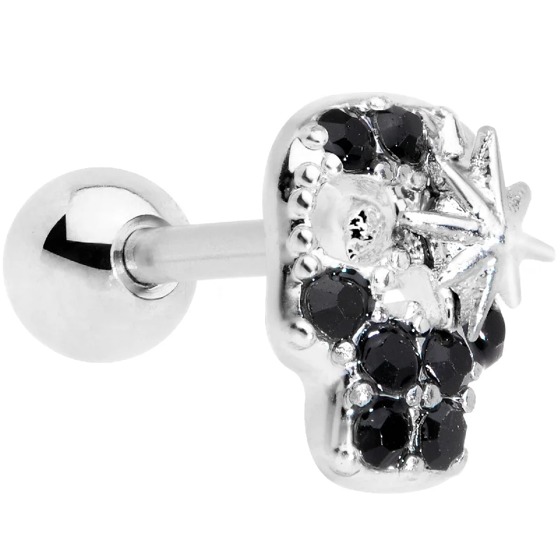 Women's Earrings – Elegant Designs for Every Personality--16 Gauge 1/4 Black Gem Star Skull Cartilage Tragus Earring Women's Earrings – Elegant Designs for Every Personality--16 Gauge 1/4 Black Gem Star Skull Cartilage Tragus Earring