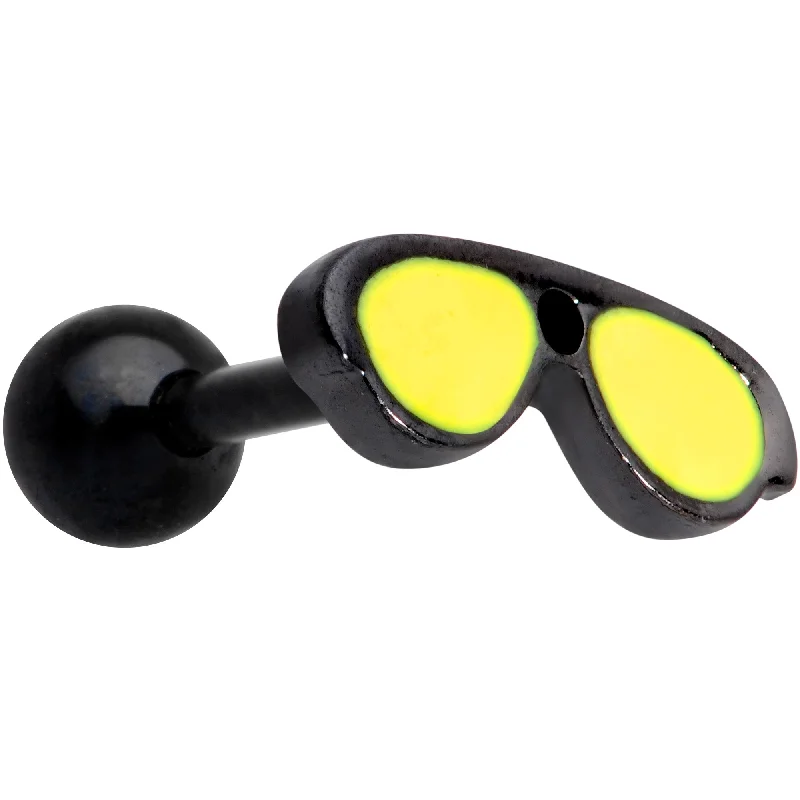 Women's Earrings – Elegant Designs for Every Personality--16 Gauge 5/16 Yellow Black Aviator Sunglasses Cartilage Tragus Earring
