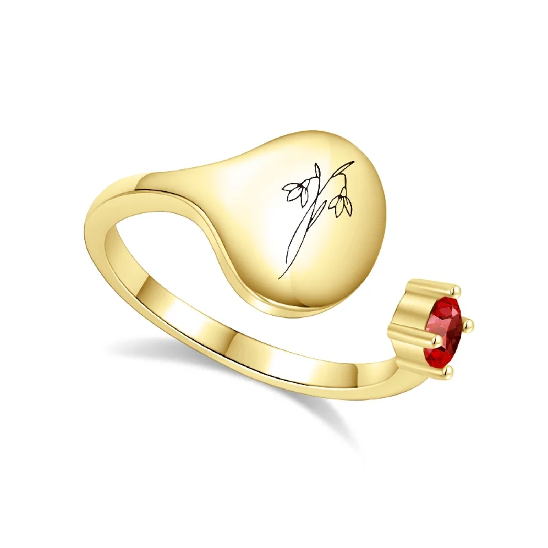 Chic Women's Rings for Fashion-Forward Looks-Birth Month Flower and Birthstone Ring