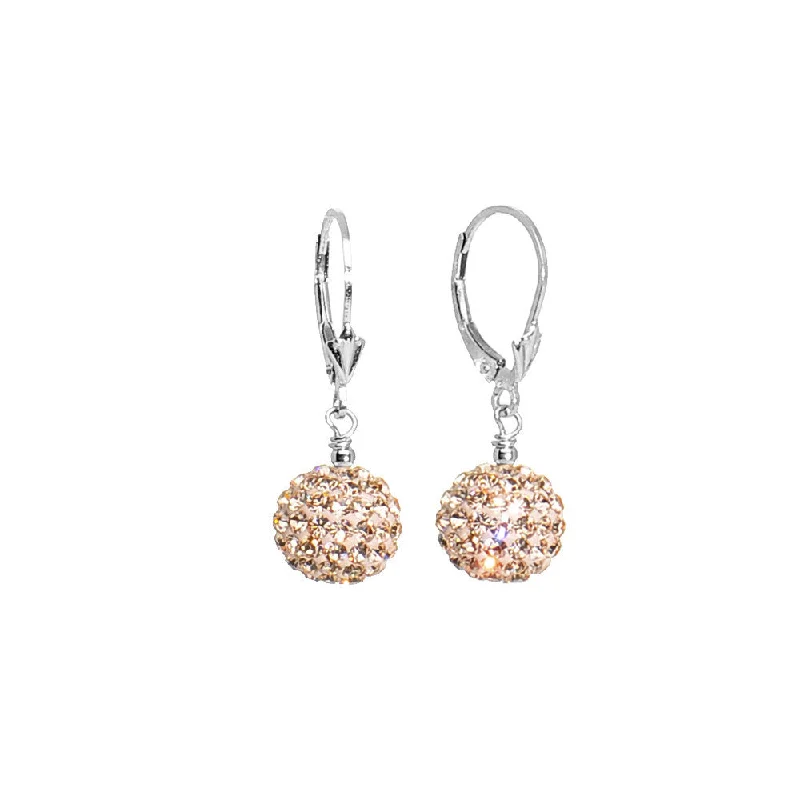 Women's Earrings – Elegant Designs for Every Personality--10mm Champagne Crystal Ball Sterling Silver Leverback Earrings