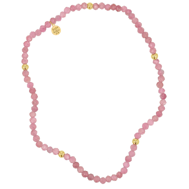 Unique Beaded Bracelets for Men with Natural Stones-Pink Sapphire Stretch Beaded Bracelet