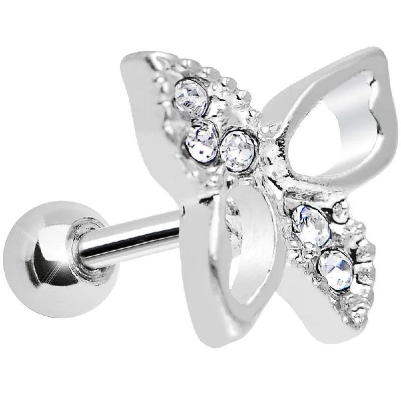 Women's Earrings – Elegant Designs for Every Personality--Clear Crystal 18 Gauge Breezy Butterfly Cartilage Tragus Earring