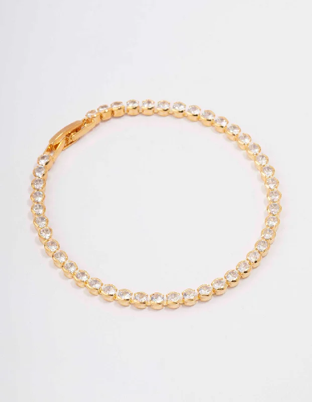 Traditional Indian Bangles for Women-Gold Plated Brass Single Classic Tennis Bracelet