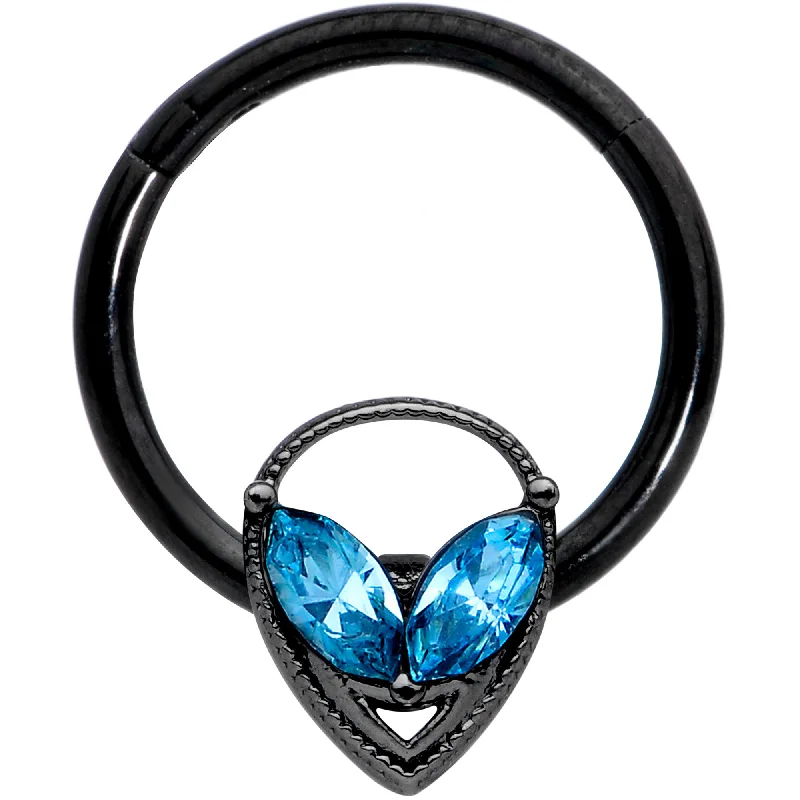 Nose Rings for Beautiful Fashion Statement -16 Gauge 3/8 Aqua Gem Black Hollow Alien Septum Ring Nose Rings for Beautiful Fashion Statement -16 Gauge 3/8 Aqua Gem Black Hollow Alien Septum Ring