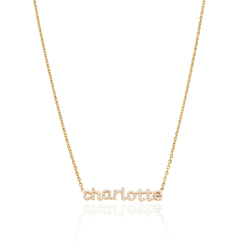 Shop Classic Women's Necklaces & Pendants with a Modern Twist-Mini Pearl Name Necklace (Gold) Shop Classic Women's Necklaces & Pendants with a Modern Twist-Mini Pearl Name Necklace (Gold)