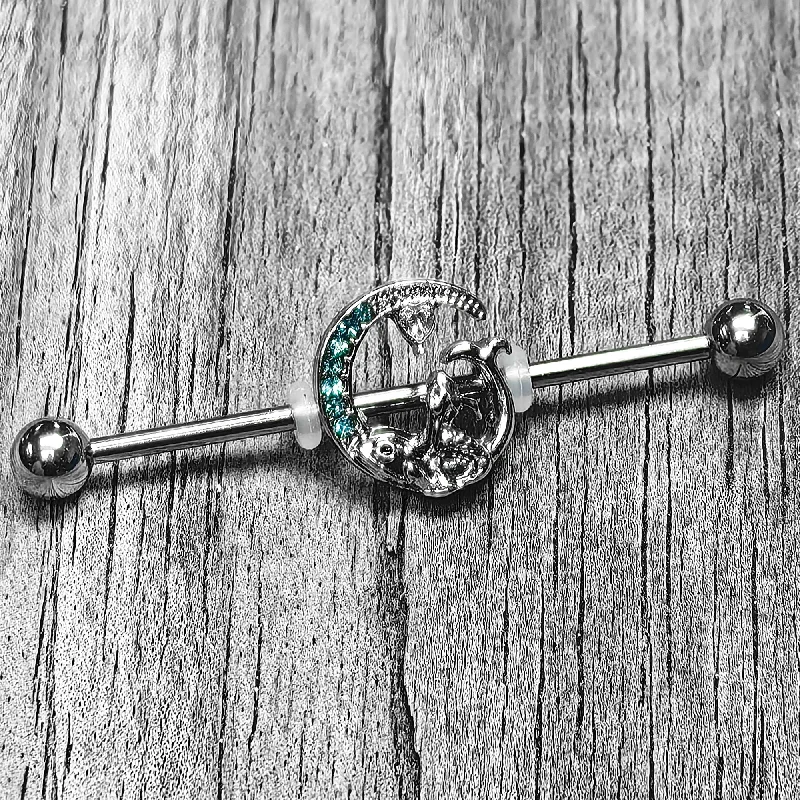 Women's Earrings – Elegant Designs for Every Personality--14 Gauge Blue Gem Fish of the Day Industrial Barbell 38mm Women's Earrings – Elegant Designs for Every Personality--14 Gauge Blue Gem Fish of the Day Industrial Barbell 38mm