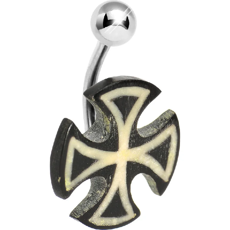 Unique Belly Rings with Artistic Shine -Black Iron Cross Belly Ring