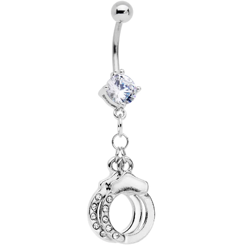Sparkling Belly Rings for Extra Shine -Clear Gem Kinky Cuffs Dangle Belly Ring