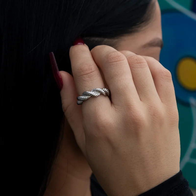 Chic Women's Rings for Fashion-Forward Looks-6MM Rope Ring in White Gold