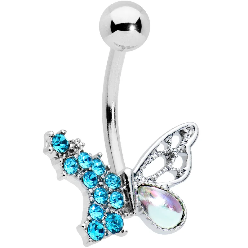 Designer Belly Rings for Glamorous Looks -Blue Aurora Gem Super Glam Butterfly Belly Ring Designer Belly Rings for Glamorous Looks -Blue Aurora Gem Super Glam Butterfly Belly Ring