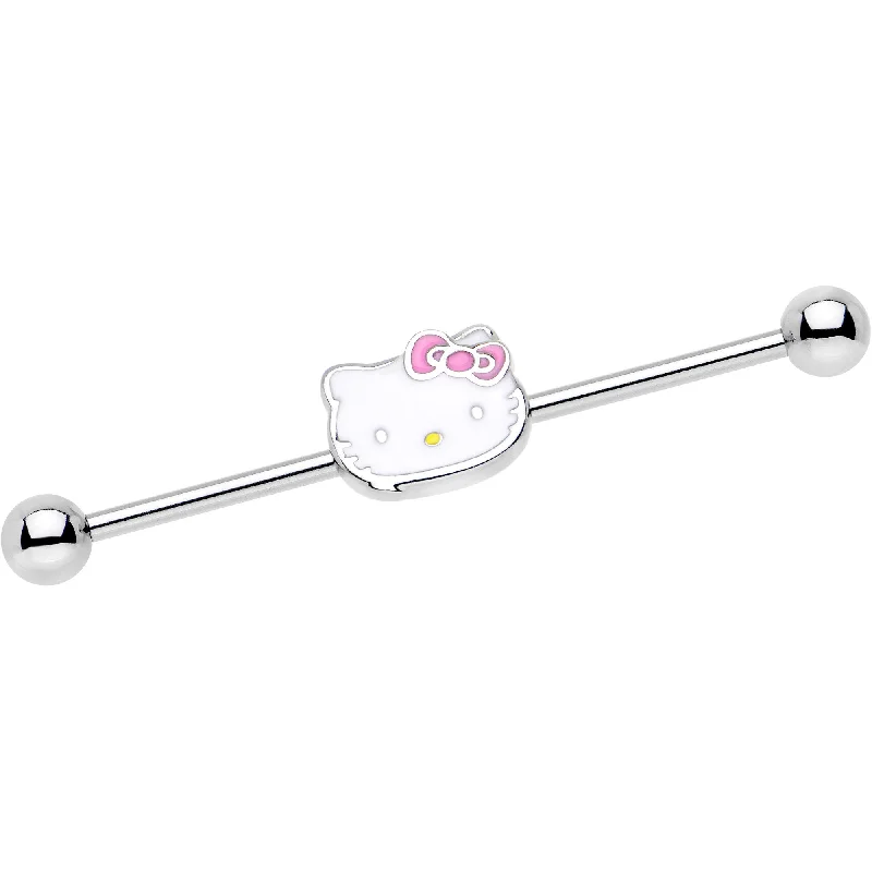Women's Earrings – Elegant Designs for Every Personality--14 Gauge Licensed Hello Kitty Cat Pink Bow Industrial Barbell 38mm