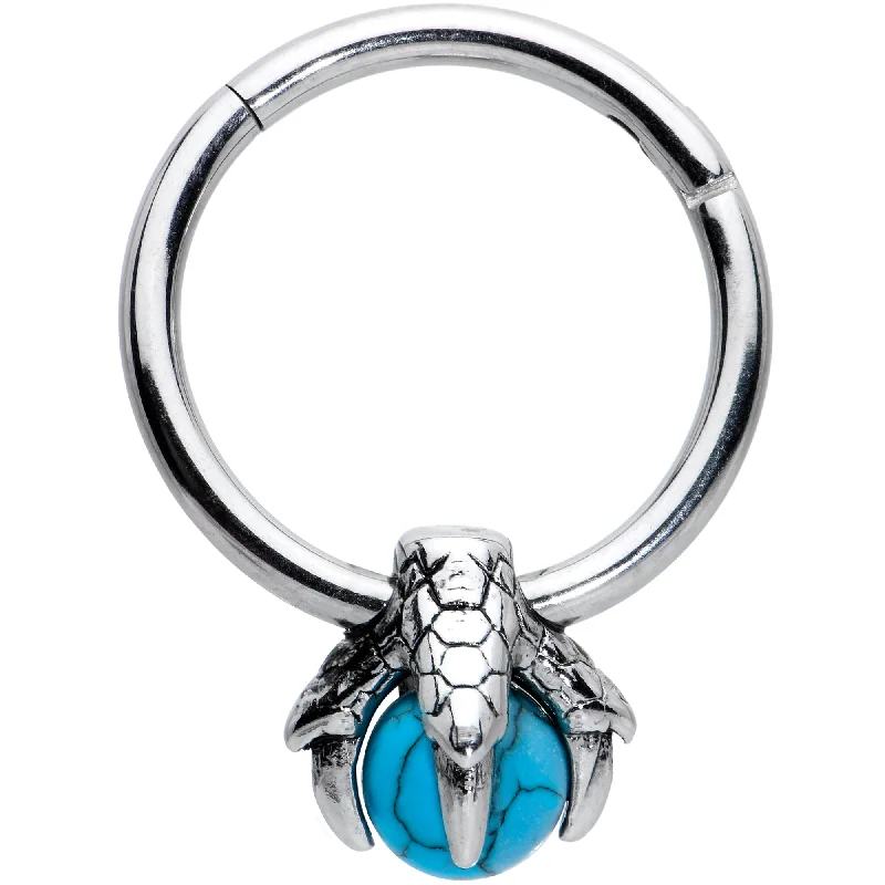 Women's Earrings – Elegant Designs for Every Personality--16 Gauge 3/8 Blue Turquoise Claw Hand Dangle Hinged Segment Ring Women's Earrings – Elegant Designs for Every Personality--16 Gauge 3/8 Blue Turquoise Claw Hand Dangle Hinged Segment Ring