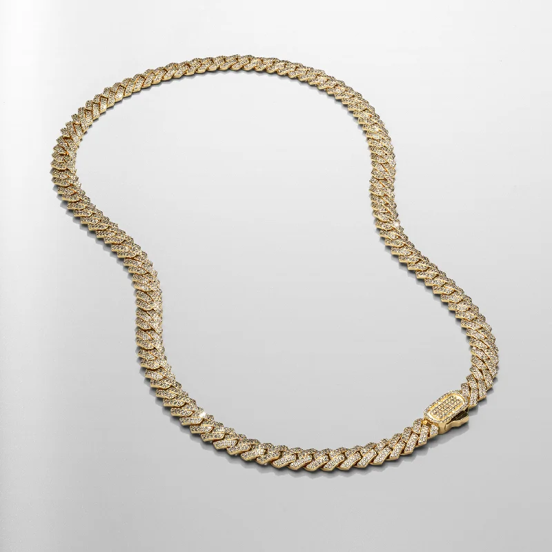Exclusive Men's Necklaces & Pendants for the Modern Gentleman-Prong Link Iced Cuban (Gold) 8mm Exclusive Men's Necklaces & Pendants for the Modern Gentleman-Prong Link Iced Cuban (Gold) 8mm