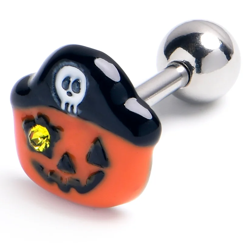Women's Earrings – Elegant Designs for Every Personality--16 Gauge 1/4 Yellow Gem Orange Pirate Pumpkin Cartilage Tragus Earring