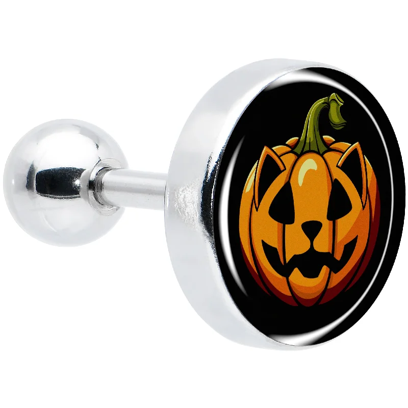 Women's Earrings – Elegant Designs for Every Personality--16 Gauge 1/4  Pumpkin Cat Jack-O-Lantern Tragus Cartilage Earring