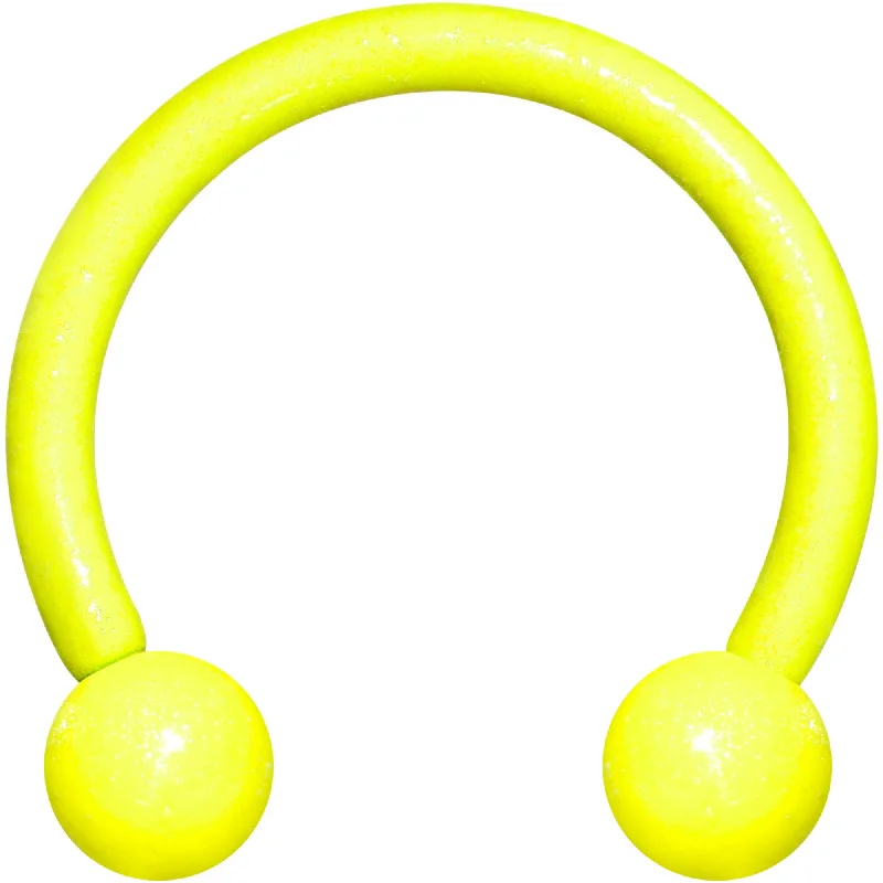 Women's Earrings – Elegant Designs for Every Personality--16 Gauge 3/8 Yellow Glow in the Dark Horseshoe Circular Barbell