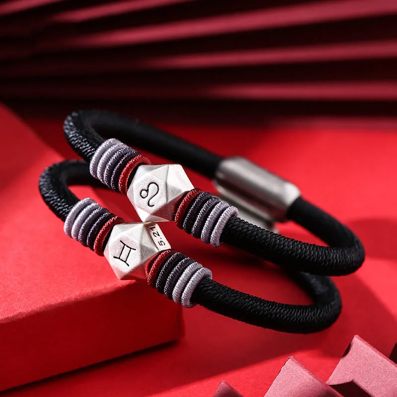 Women's Braided Bangles-Buddha Stones 999 Sterling Silver 12 Constellations of the Zodiac Blessing Handmade String Bracelet Women's Braided Bangles-Buddha Stones 999 Sterling Silver 12 Constellations of the Zodiac Blessing Handmade String Bracelet