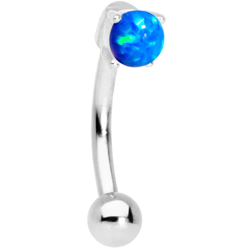 Women's Earrings – Elegant Designs for Every Personality--5/16 Blue Synthetic Opal Fashionista Curved Eyebrow Ring Women's Earrings – Elegant Designs for Every Personality--5/16 Blue Synthetic Opal Fashionista Curved Eyebrow Ring