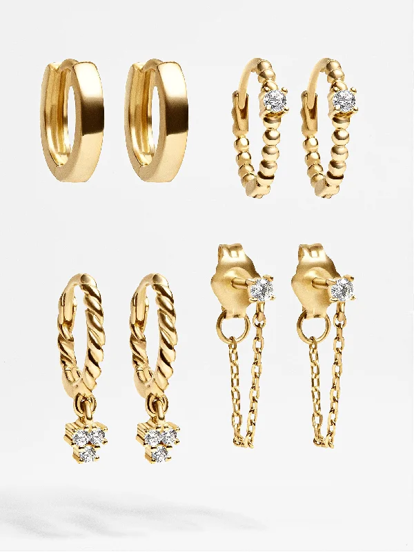 Women's Earrings – Elegant Designs for Every Personality--Luna 18K Gold Earring Set - Gold/Pavé Women's Earrings – Elegant Designs for Every Personality--Luna 18K Gold Earring Set - Gold/Pavé