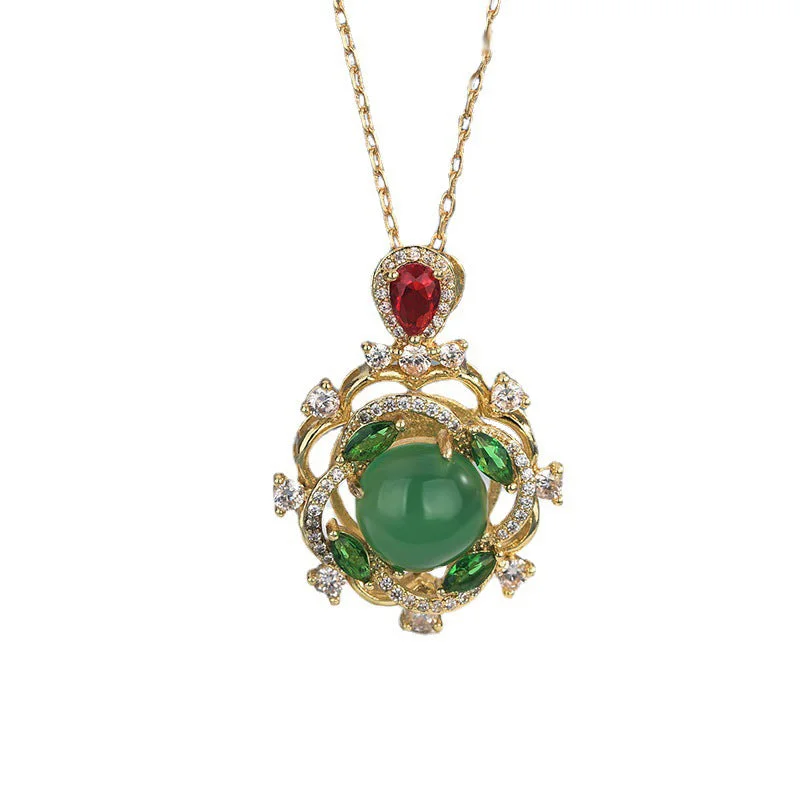 Shop Classic Women's Necklaces & Pendants with a Modern Twist-Buddha Stones Cyan Jade Red Crystal Luck Necklace Shop Classic Women's Necklaces & Pendants with a Modern Twist-Buddha Stones Cyan Jade Red Crystal Luck Necklace