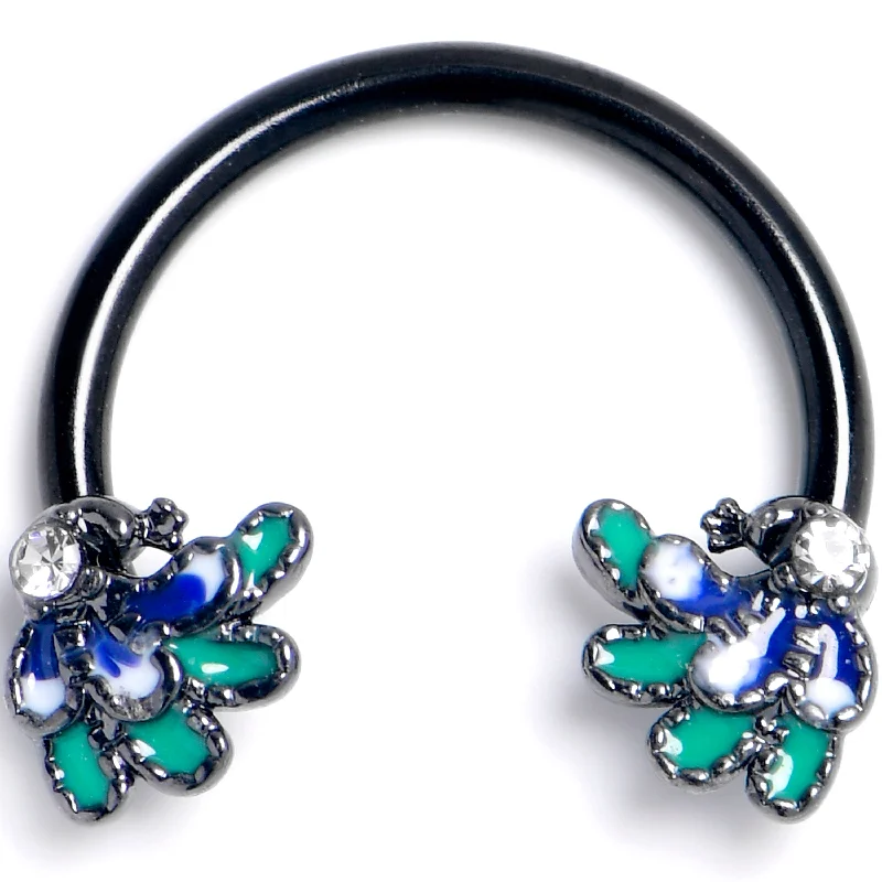 Women's Earrings – Elegant Designs for Every Personality--16 Gauge 3/8 Clear Gem Black Peacock Green Horseshoe Circular Barbell Women's Earrings – Elegant Designs for Every Personality--16 Gauge 3/8 Clear Gem Black Peacock Green Horseshoe Circular Barbell