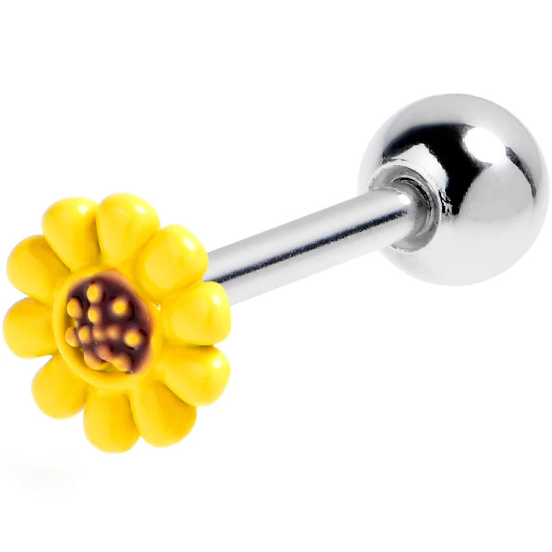 Women's Earrings – Elegant Designs for Every Personality--16 Gauge 5/16 Sunny Simple Sunflower Cartilage Tragus Earring