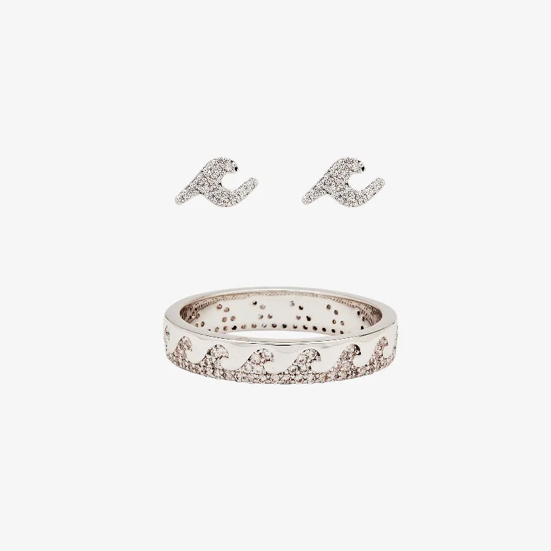 Women's Earrings – Elegant Designs for Every Personality--Crystal Wave Earring & Ring Set Women's Earrings – Elegant Designs for Every Personality--Crystal Wave Earring & Ring Set