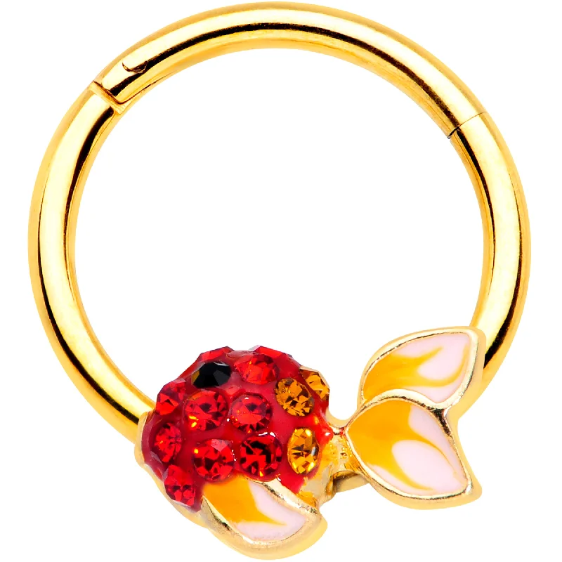 Stylish Nose Rings for Every Occasion -16 Gauge 3/8 Red Gem Gold Tone Blowfish Hinged Segment Ring Stylish Nose Rings for Every Occasion -16 Gauge 3/8 Red Gem Gold Tone Blowfish Hinged Segment Ring
