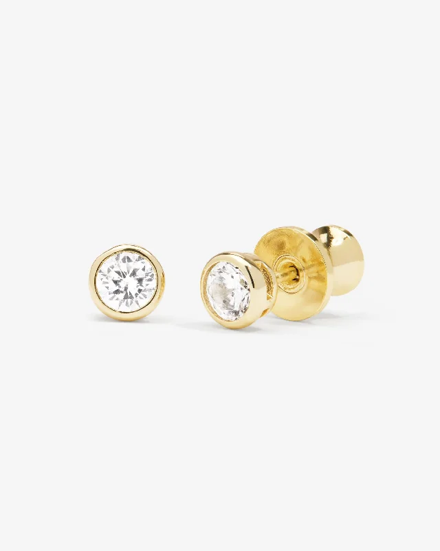 Women's Earrings – Elegant Designs for Every Personality--Baroness 4mm Studs - Gold|White Diamondettes Women's Earrings – Elegant Designs for Every Personality--Baroness 4mm Studs - Gold|White Diamondettes