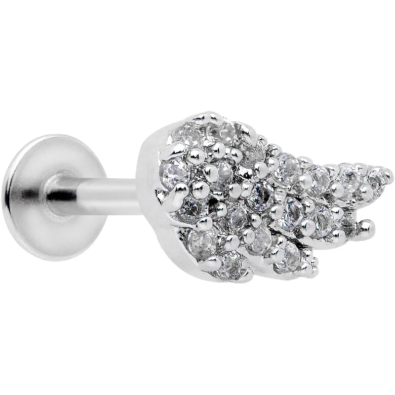 Lip Rings with Vintage Appeal16 Gauge 5/16 Clear CZ Gem Angels Wing Labret Monroe Tragus